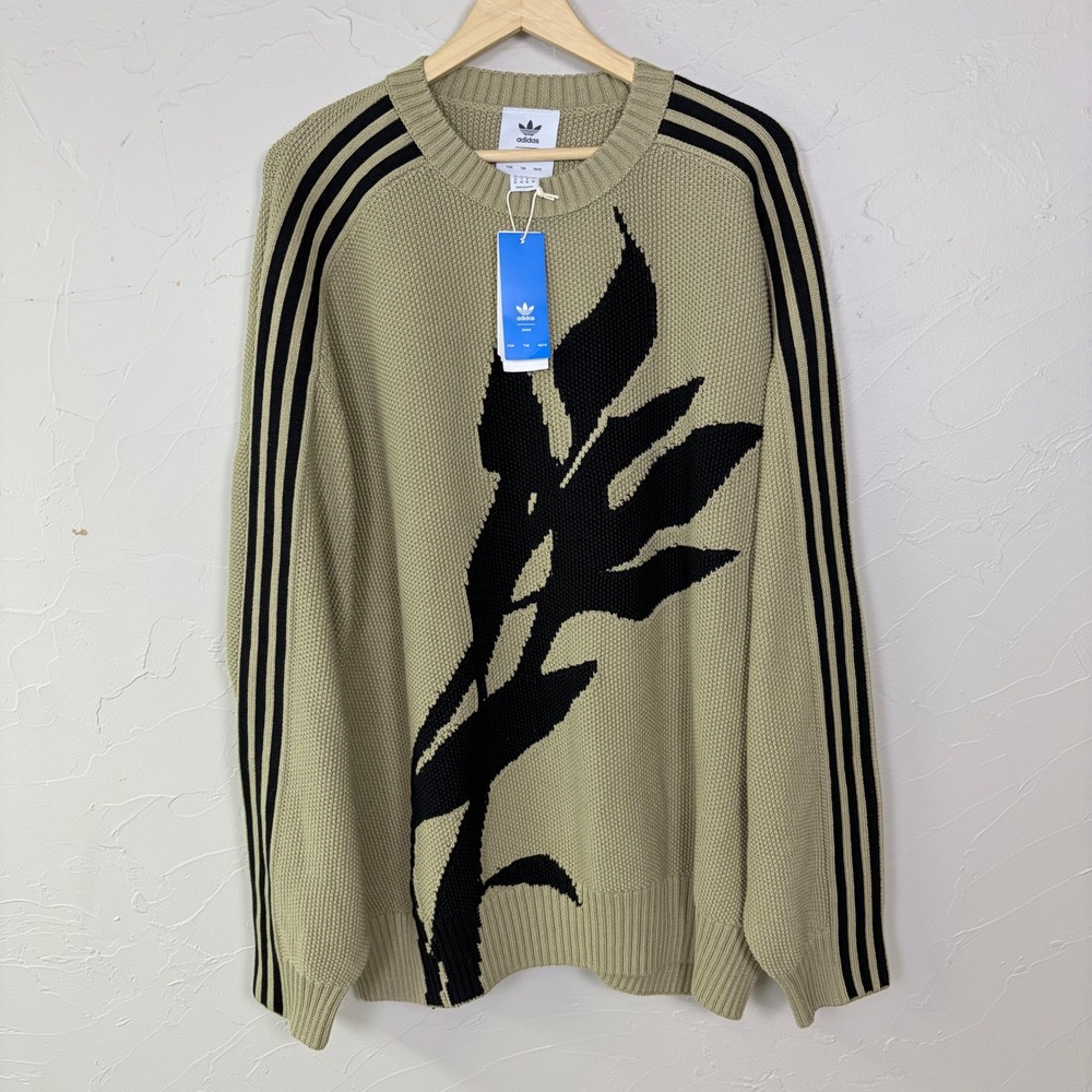 NEW Adidas Song For The Mute Knit Crew Sweater XL Hemp Green Graphic Streetwear